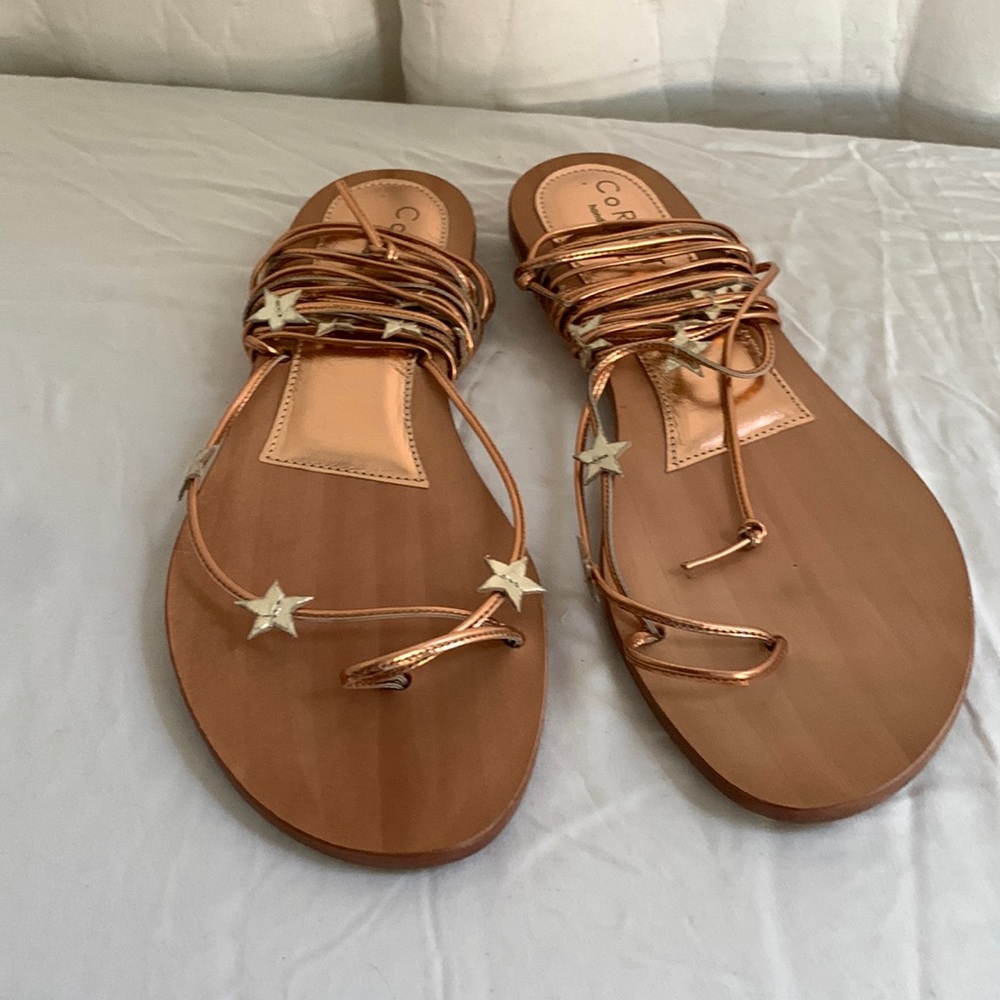 Cornetti Handmade Rose Gold Leather Gladiator Sandals 41